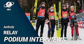 World Cup 21/22 Antholz: Women Relay Podium Interviews