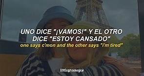 two birds on a wire, one says "c'mon" and the other says "i'm tired" || lyrics + sub. español