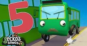 5 Green Buses Song | Learn to Count | Nursery Rhymes & Kids Songs | Gecko's Garage | Baby Buses
