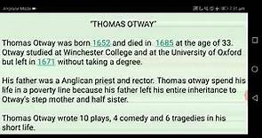 "Thomas Otway" biography in hindi