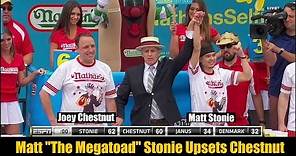 2015 Nathan's Hot Dog Eating Contest - Matt Stonie Upsets Joey Chestnut!