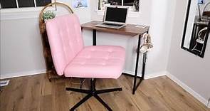 SeekFancy Criss Cross Leg Office Chair Review | Armless Desk Chair No Wheels Wide Seat Office Chair