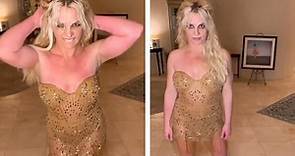 Britney Spears strikes a pose in gold mini dress on Instagram