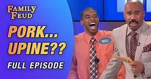 PORK... UPINE??? Best answer Steve Harvey has ever heard on Family Feud?! (Full Episode)