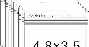 Clear Plastic Horizontal Badge Holder - Coideal 12 Pcs Thick Name Tag ID Card Protector Holders Large Transparent Sleeve Waterproof (4.8 x 3.5 Inch)