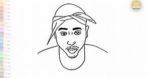 Tupac Shakur easy outline sketch | Portrait easy drawings | How to draw Tupac Shakur very easy