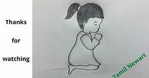 How to draw a Little girl praying to god | Easy drawing | @TamilNewArt