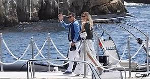 EXCLUSIVE - Antonio Banderas and Nicole Kimpel arrive at Eden Roc Hotel by boat