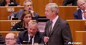 Nigel Farage booed and jeered as he addresses European Parliament