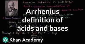 Arrhenius definition of acids and bases | Biology | Khan Academy