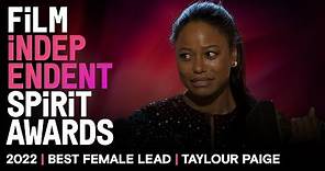 TAYLOUR PAIGE wins BEST FEMALE LEAD at the 2022 Spirit Awards