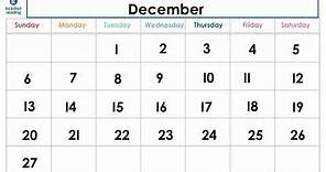 Learn How To Read the December 2020 Calendar | KickstartReading.com
