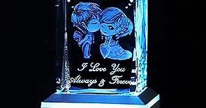 Anniversary Girlfriend Gifts Cute Birthday Gifts for Her Wife Women Unique, Romantic I Love You Gifts 3D Crystal with Led Colourful Light Base Funny Valentines Day Gifts