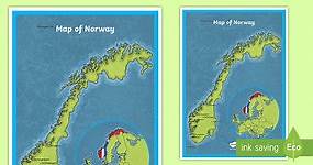 Map of Norway A4 Display Poster