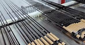 Process of making lure fishing rod. A fishing pole production factory.