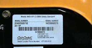 Reading A Cub Cadet Model Number