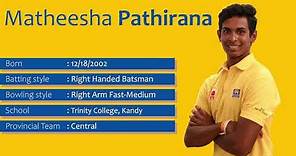 Get to Know | Matheesha Pathirana | Sri Lanka Under 19 Player