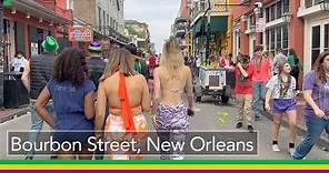 Bourbon Street, French Quarter, New Orleans walk during Mardi Gras 2022 [4K HDR 60FPS]