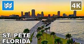 [4K] St. Pete Pier in St. Petersburg, Florida USA - Sunset Walking Tour Vlog & Vacation Travel Guide