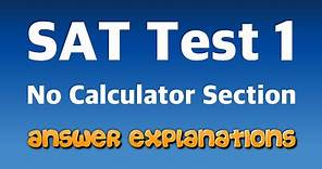 SAT Math Practice Test 1 - No Calculator Section Answers