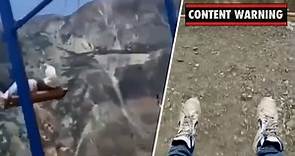 Terrifying moment two women fall off swing on the edge of 6000ft cliff when chain snaps