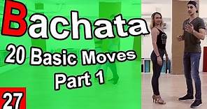 20 Bachata Basic Moves Part 1 (Beginner) | Bachata Tutorial #27 | by Marius&Elena