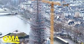 'GMA' views Notre Dame Cathedral's new spire amid reconstruction