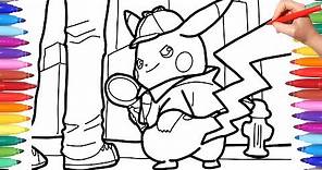Detective Pikachu Coloring Pages for Kids, How to Draw Pokèmon Detective Pikachu for Kids