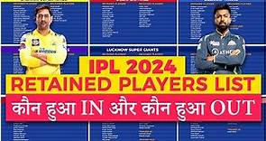 IPL 2024 Retained & Released Players List
