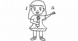 HOW TO DRAW A GIRL SINGING