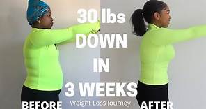 WEIGHT LOSS JOURNEY: HOW I LOST 30 LBS IN 3 WEEKS STEP-BY-STEP | MOTIVATIONAL PURPOSES