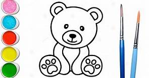 Learn Teddy Bear Drawing and Coloring for Kids Toddlers - How to Draw a Teddy Bear Step by Step