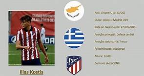 Ilias Kostis | Ηλίας Κωστής (Atlético Madrid U19) footage vs Gibraltar U17