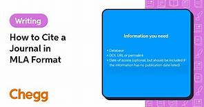 How to Cite a Journal in MLA Format | Chegg