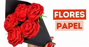 💐 Como hacer flores de papel crepe para San Valentín ¡Fácil!
