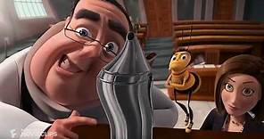 BEE movie courtroom scene but every bee is sharpened