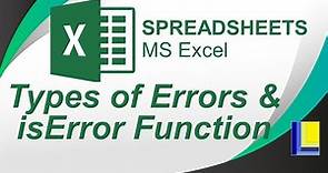 MS Excel | Types of Errors & isError Function