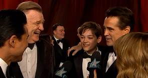 Colin Farrell's Son Joins Him and Brendan Gleeson For 2023 Oscars Red Carpet Interview
