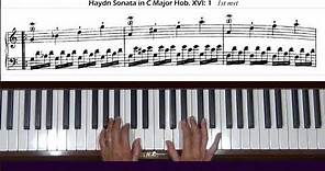 Haydn Sonata in C Major Hob. XVI: 1 Allegro Piano Tutorial