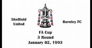 FA Cup 1992-1993. 3 Round. Sheffield United - Burnley FC. Highlights.