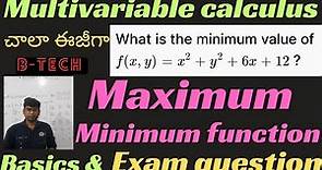 maximum and minimum|multivariable calculus|basics|introduction|btech #btech #maximum #minimum