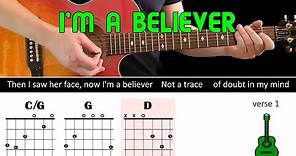 I'M A BELIEVER - Guitar lesson - Acoustic guitar (with chords & lyrics) - The Monkees