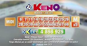 Tirage du midi Keno® du 07 juin 2023 - Résultat officiel - FDJ