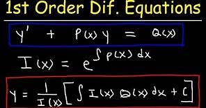 First Order Linear Differential Equations