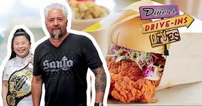 Guy Fieri Eats Mei Lin's "98-Step" Hot Chicken Sando | Diners, Drive-Ins and Dives | Food Network