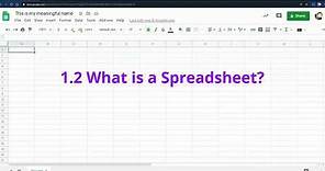 1.2 What is a Spreadsheet