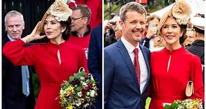 CROWN PRINCESS MARY BRINGS A SPLASH OF COLOUR TO PROCEEDINGS WITH HUSBAND CROWN PRINCE FREDRIK