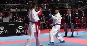 Siobhan HAYES of England vs Bakirova DILNOZA of Uzbekistan. 2014 World Karate Championships