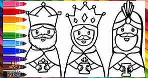 Dibuja y Colorea A Los Tres Reyes Magos 🤴🤴👳🌟🐫 Dibujos Para Niños
