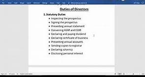 Powers, Duties and Liabilities of Directors - Lecture